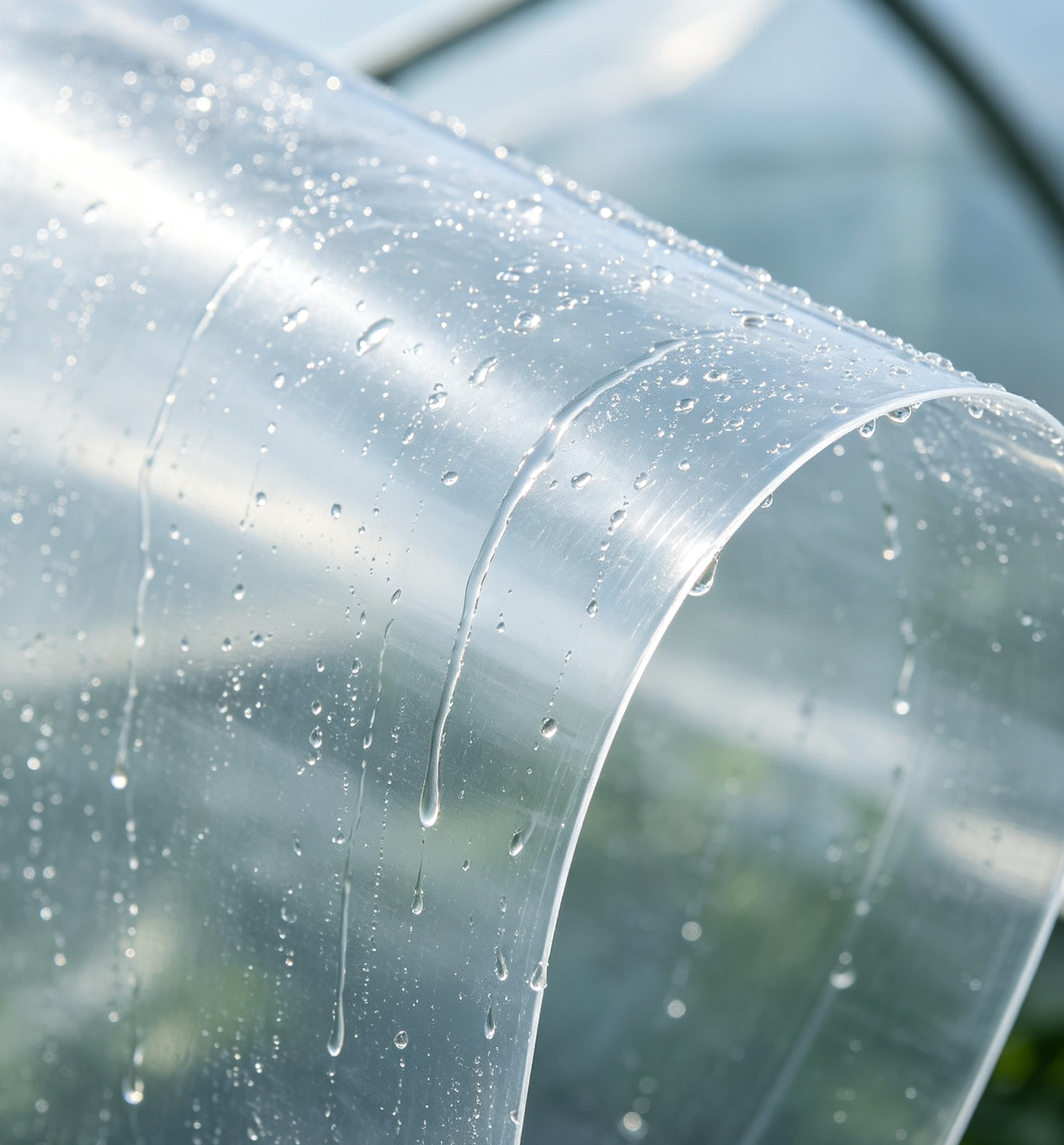 200 micron greenhouse film surface and condensation detail